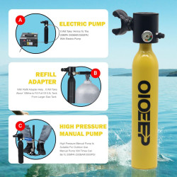 Mini tanque de buceo con submáscara | Con tanque de buceo recargable