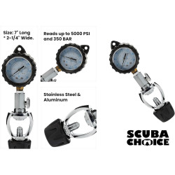 Scuba Choice Comprobador de presión | Preciso para tanques de válvula de yugo