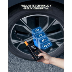 AstroAI L7 Inflador de neumáticos Compresor de aire portátil Mini bomba de aire inalámbrica para bicicletas con pantalla digital