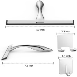 Escobilla de ducha multiusos de acero inoxidable para puerta de vidrio de ducha con 2 ganchos adhesivos