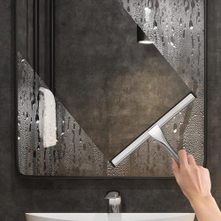 Escobilla de ducha multiusos de acero inoxidable para puerta de vidrio de ducha con 2 ganchos adhesivos