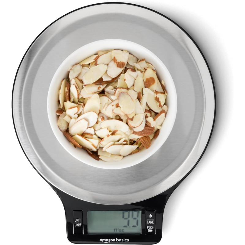 Amazon Basics Báscula digital de cocina con pantalla LCD