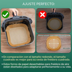 Forros de papel pergamino para freidora de aire y microondas