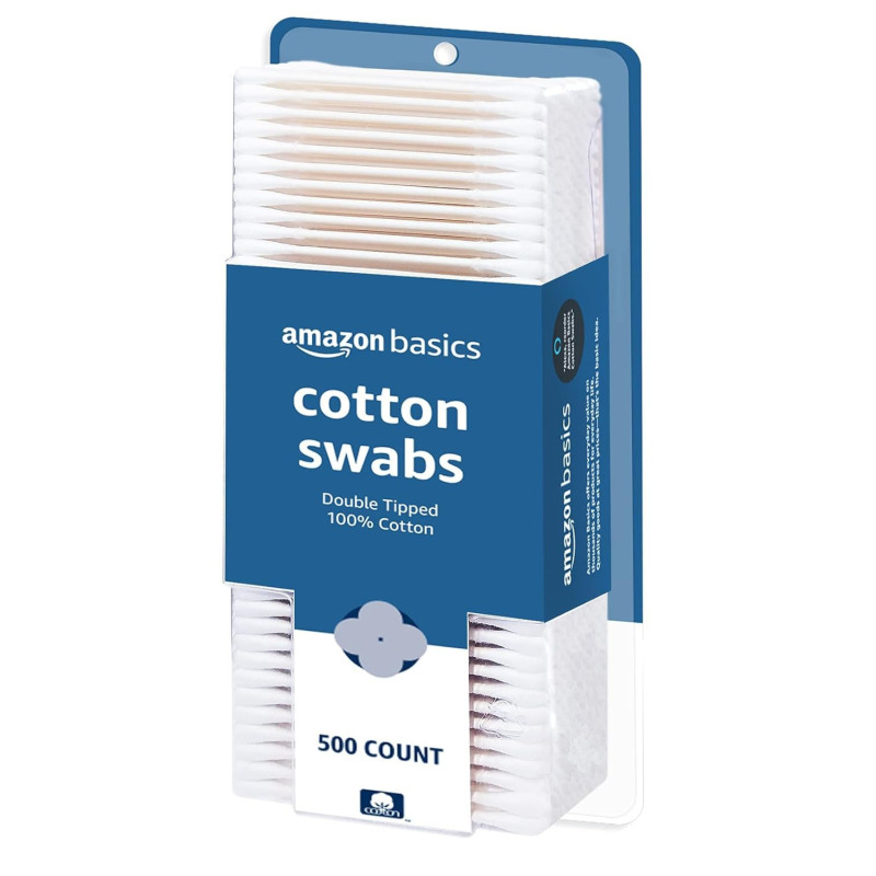 Amazon Basics - Hisopos de algodón, 500 unidades, paquete de 1