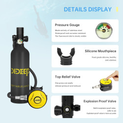DIDEEP X4000Pro Buceo Tanque de 1L | Tanque pulmonar ligero y portatil