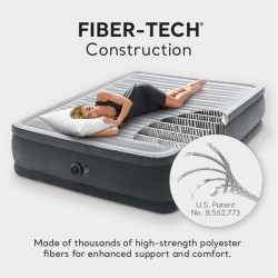 Intex Dura-Beam Deluxe Comfort Plush Airbed, cama de aire de felpa con bomba interna (modelo 2021)