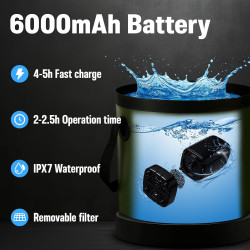 Ducha portátil para campamento, bomba de ducha recargable de 6000 mAh